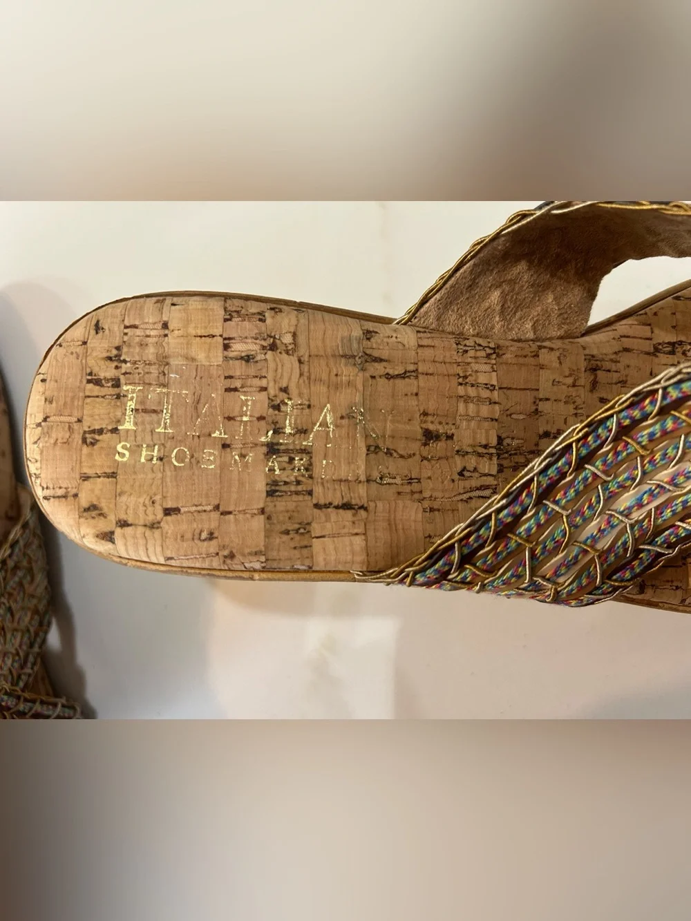 Italian‎ Shoemakers Multi-Color Braided Cork Slide Sandals
